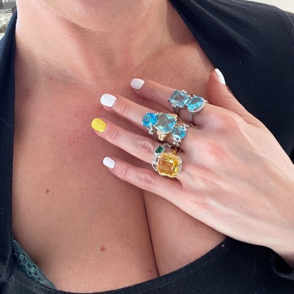 Hat, broad brim, EUC, faux suede, size med, adjustable, stetson style, turquoise - Picture 15 of 16